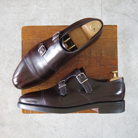 美品★ジョンロブ 6E【定価¥251,900-★WILLIAM/ウィリアム】9795ラスト/ミュージアムカーフ/ダブルモンク/赤茶/プラム/JOHN LOBB★n807