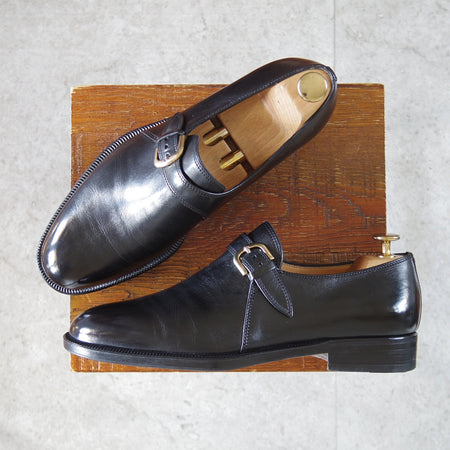 極上★(伊)タニノクリスチー SIZE 7【定価15万円以上★モンクストラップ/黒】カーフ/メンズ/TANINO CRISCI★n840