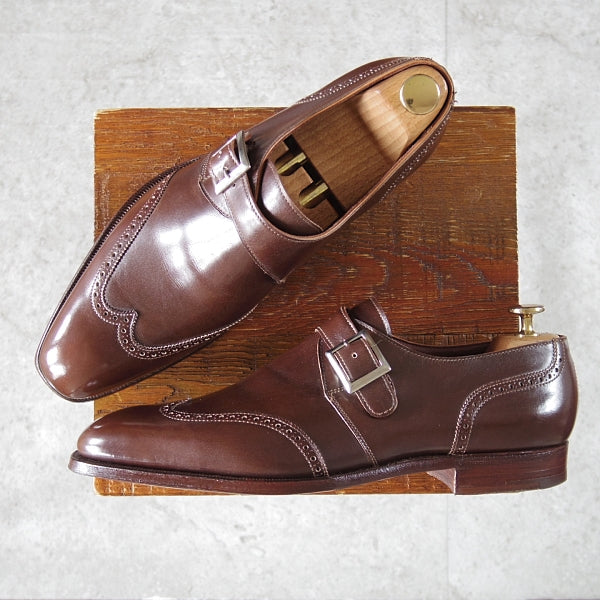 極美品★クロケット&ジョーンズ 8D【ハンドグレードライン★モンクストラップ】カーフ/濃茶/メンズ/Crockett&Jones★n372