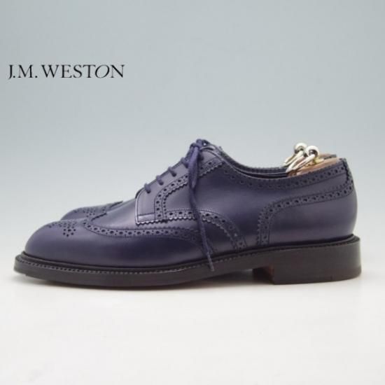 新品★JM.ウェストン 7.5D【貴重★フルブローグ/紺】カーフ/紺/メンズ/ウエストン/WESTON★a122