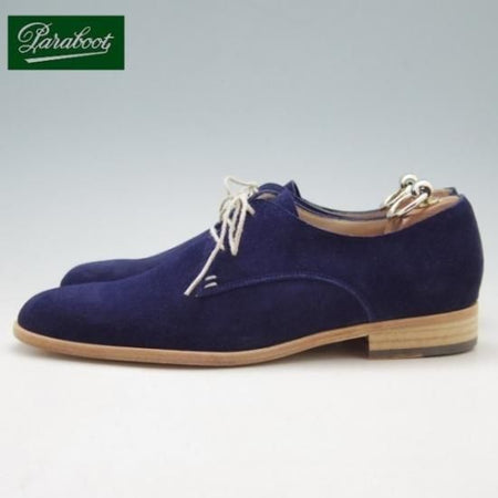 未使用★パラブーツ SIZE 8【★プレーントゥ/スエード】紺/レザーソール/Paraboot★a112