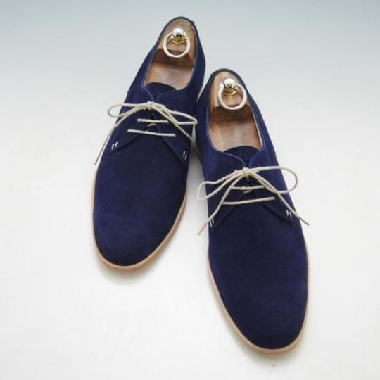 未使用★パラブーツ SIZE 8【★プレーントゥ/スエード】紺/レザーソール/Paraboot★a112