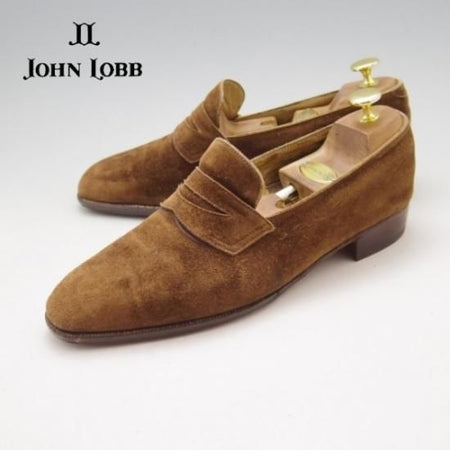 ★ジョンロブ UK7程度【定価60万以上★ビスポーク品/コインローファー】スエード/茶/メンズ/JOHN LOBB★a0N4308