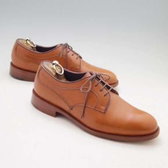 美品★トリッカーズ SIZE 8【貴重★ドレス仕様/チャネル仕上げ】プレーントゥ/カーフ/茶/Tricker's★a0N4387