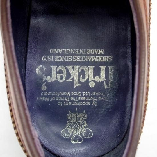 美品★トリッカーズ SIZE 8【貴重★ドレス仕様/チャネル仕上げ】プレーントゥ/カーフ/茶/Tricker's★a0N4387