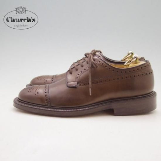 新品★チャーチ 55F/UK5.5【セミブローグ仕様のグラフトン★100ラスト/Chelmsford】4都市ロゴ/ネバダカーフ/茶/メンズ/Church's★a0N4402