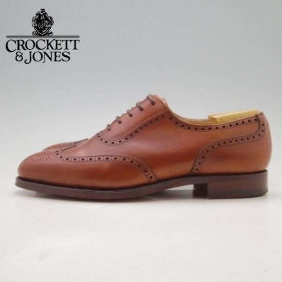 ほぼ新品★クロケット&ジョーンズ6.5E【貴重★(英)ニュー&リングウッド別注/New&Lingwood】フルブローグ/カーフ/茶/メンズ/Crockett&Jones★a0N4405