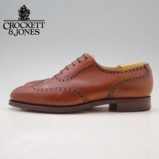 ほぼ新品★クロケット&ジョーンズ6.5E【貴重★(英)ニュー&リングウッド別注/New&Lingwood】フルブローグ/カーフ/茶/メンズ/Crockett&Jones★a0N4405