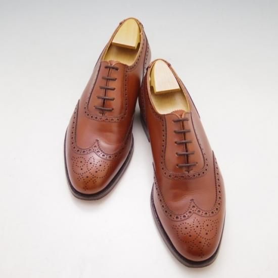 ほぼ新品★クロケット&ジョーンズ6.5E【貴重★(英)ニュー&リングウッド別注/New&Lingwood】フルブローグ/カーフ/茶/メンズ/Crockett&Jones★a0N4405