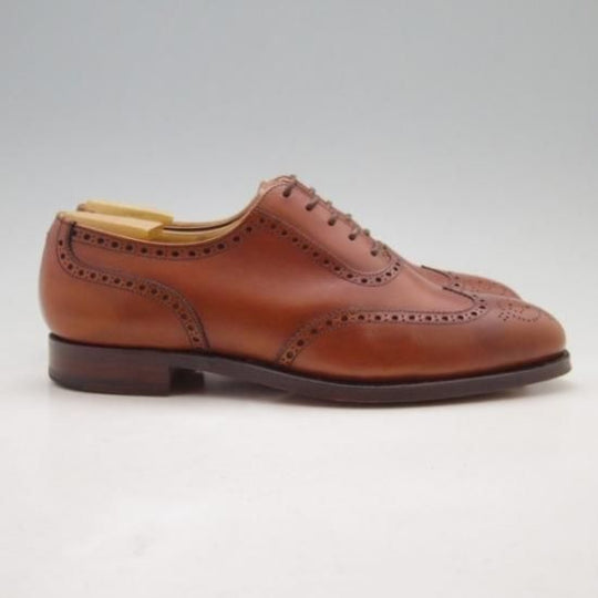ほぼ新品★クロケット&ジョーンズ6.5E【貴重★(英)ニュー&リングウッド別注/New&Lingwood】フルブローグ/カーフ/茶/メンズ/Crockett&Jones★a0N4405