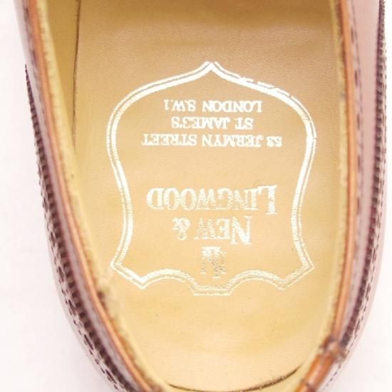 ほぼ新品★クロケット&ジョーンズ6.5E【貴重★(英)ニュー&リングウッド別注/New&Lingwood】フルブローグ/カーフ/茶/メンズ/Crockett&Jones★a0N4405