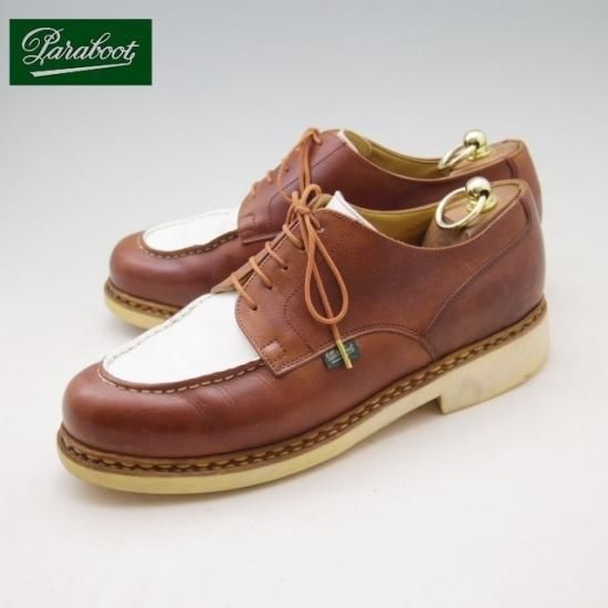 ★パラブーツ SIZE 8【貴重★シャンボード/UNITED ARROWS別注】CHAMBORD/TEXソール/Uチップ/カーフ/白×茶/メンズ/Paraboot★a033