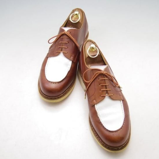 ★パラブーツ SIZE 8【貴重★シャンボード/UNITED ARROWS別注】CHAMBORD/TEXソール/Uチップ/カーフ/白×茶/メンズ/Paraboot★a033