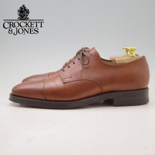 美品★クロケット&ジョーンズ7.5E【★ポールスミス別注/Paul smith/ストレートチップ/カーフ/茶/メンズ】Crockett&Jones★a029