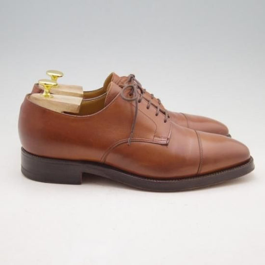 美品★クロケット&ジョーンズ7.5E【★ポールスミス別注/Paul smith/ストレートチップ/カーフ/茶/メンズ】Crockett&Jones★a029