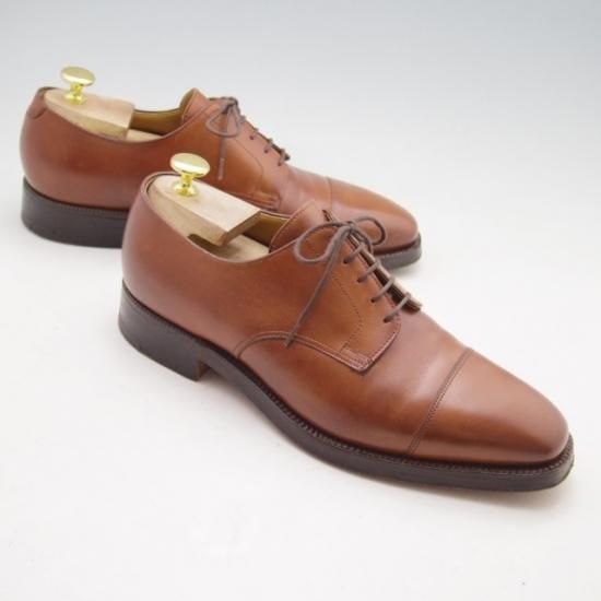 美品★クロケット&ジョーンズ7.5E【★ポールスミス別注/Paul smith/ストレートチップ/カーフ/茶/メンズ】Crockett&Jones★a029