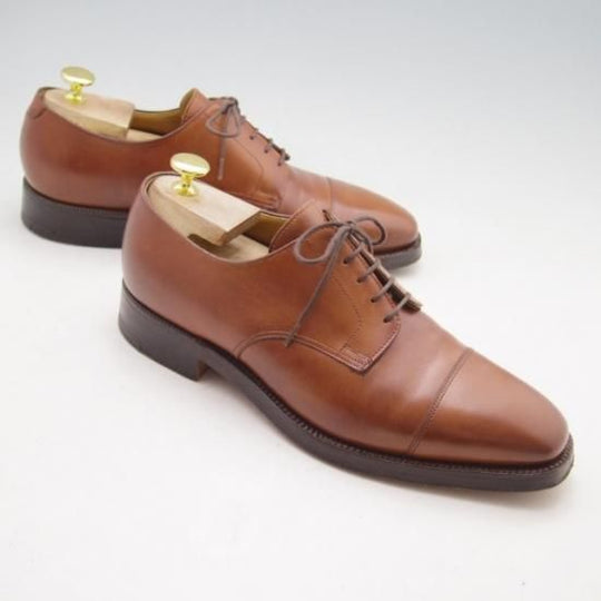 美品★クロケット&ジョーンズ7.5E【★ポールスミス別注/Paul smith/ストレートチップ/カーフ/茶/メンズ】Crockett&Jones★a029