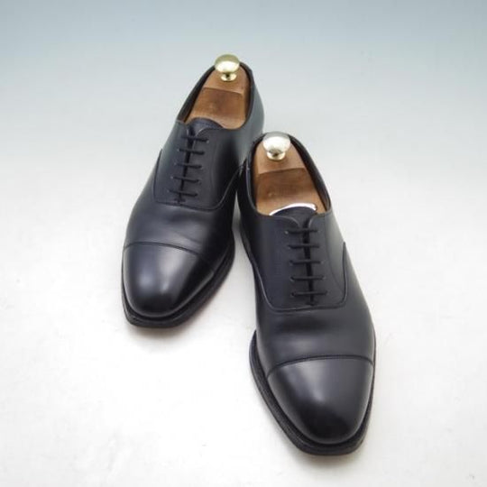美品★クロケット&ジョーンズ 5.5E【★(英)ジョージクレバリー別注/ストレートチップ】ハンドグレード/カーフ/黒/GEORGE CLEVERLEY/メンズ/Crockett&Jones★a028