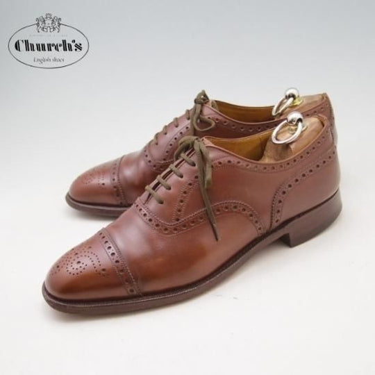 極上★チャーチ 70F/UK7【旧チャーチ★ディプロマット/DIPLOMAT/73ラスト】3都市ロゴ/セミブローグ/茶/メンズ/Church's★a024