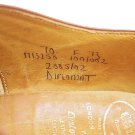 極上★チャーチ 70F/UK7【旧チャーチ★ディプロマット/DIPLOMAT/73ラスト】3都市ロゴ/セミブローグ/茶/メンズ/Church's★a024