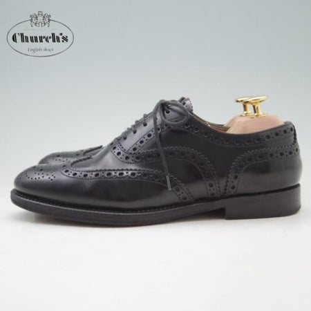 美品★チャーチ(レディース) SIZE 36.5【★バーウッド/BURWOOD WG】ポリッシュドバインダーカーフ/フルブローグ/黒/Church's★a045