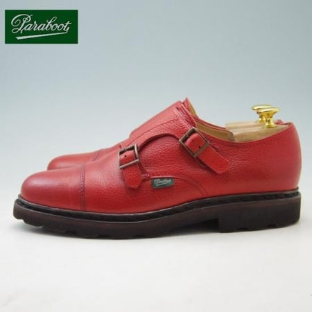 極美品★パラブーツ 7.5【★グレインレザー/WILLIAM/ウィリアム】マルシェソール/ダブルモンク/赤/メンズ/Paraboot★a079