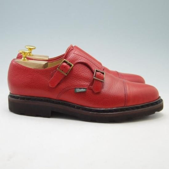 極美品★パラブーツ 7.5【★グレインレザー/WILLIAM/ウィリアム】マルシェソール/ダブルモンク/赤/メンズ/Paraboot★a079