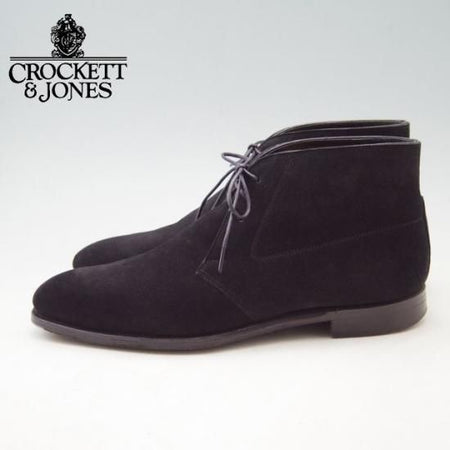 美品★クロケット&ジョーンズ 6.5D【★ハンドグレード/SANDOWN】チャッカブーツ/スエード/黒/Crockett&Jones★a090