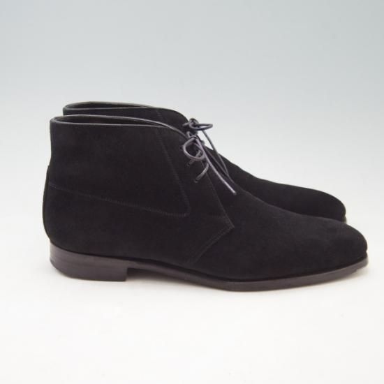 美品★クロケット&ジョーンズ 6.5D【★ハンドグレード/SANDOWN】チャッカブーツ/スエード/黒/Crockett&Jones★a090