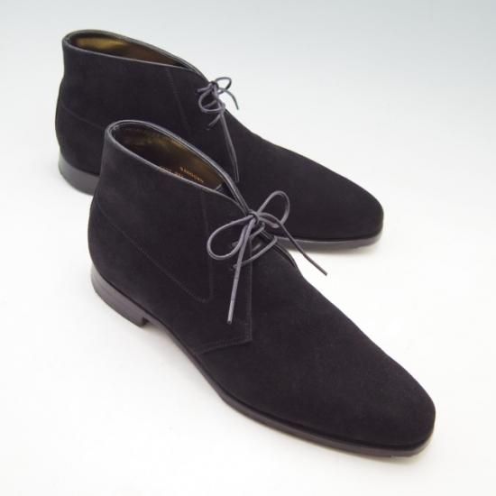 美品★クロケット&ジョーンズ 6.5D【★ハンドグレード/SANDOWN】チャッカブーツ/スエード/黒/Crockett&Jones★a090