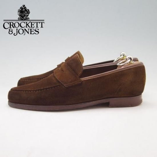極上★クロケット&ジョーンズs 6.5E 【★BEAMS F別注/ビームス】コインローファー/スエード/茶/メンズ/Crockett&Jones★a088