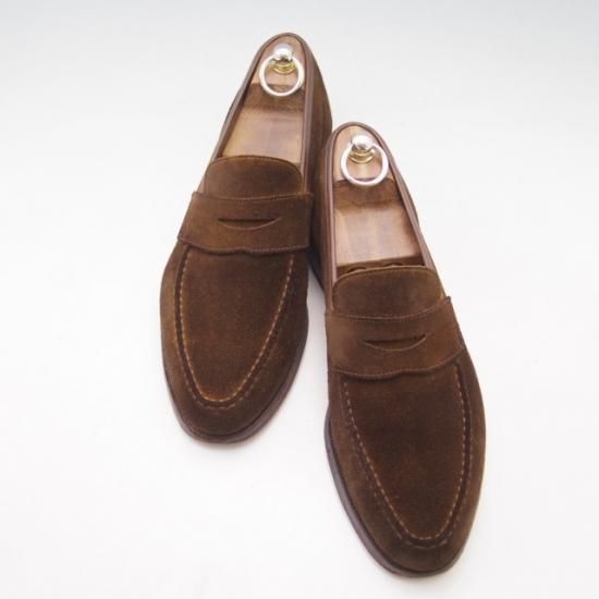 極上★クロケット&ジョーンズs 6.5E 【★BEAMS F別注/ビームス】コインローファー/スエード/茶/メンズ/Crockett&Jones★a088
