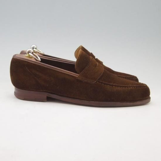 極上★クロケット&ジョーンズs 6.5E 【★BEAMS F別注/ビームス】コインローファー/スエード/茶/メンズ/Crockett&Jones★a088