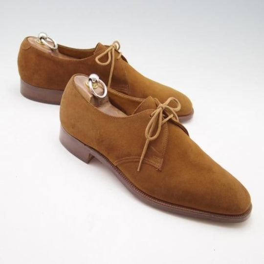 ほぼ未使用★クロケット&ジョーンズ 8E【貴重★(英)ニュー&リングウッド別注/New&Lingwood】プレーントゥ/スエード/茶/メンズ/Crockett&Jones★a087