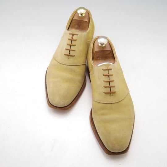 ★クロケット&ジョーンズ 6E【★プレーントゥ/サドルシューズ】スエード/薄茶/Crockett&Jones★a086