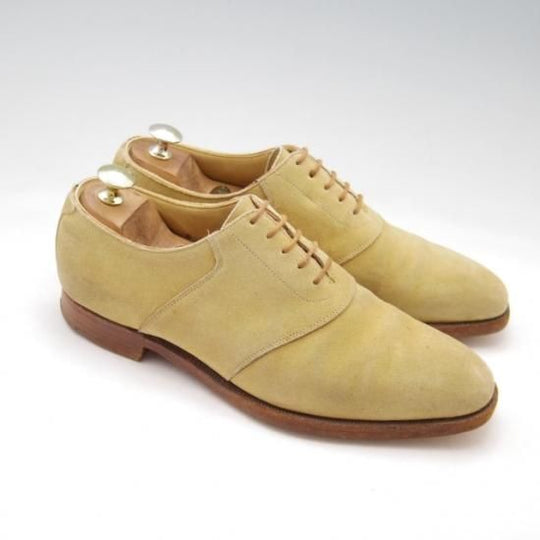 ★クロケット&ジョーンズ 6E【★プレーントゥ/サドルシューズ】スエード/薄茶/Crockett&Jones★a086