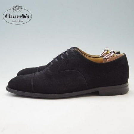 美品★チャーチ 70F/UK7【★コンサル/CONSUL】173ラスト/ストレートチップ/4都市ロゴ/スエード/黒/Church's★a084