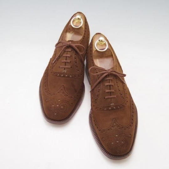 極上★チャーチ 85F/UK8.5【貴重★アンテロープ革/REAL CAPE BUCK/旧チャーチ】73ラスト/3都市ロゴ/フルブローグ/茶/Church's★a083