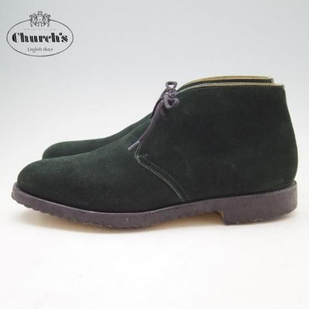 極美品★チャーチ 85G/UK8.5【定価￥73,700-★チャッカブーツ/RYDER】ライダー/81ラスト/4都市ロゴ/スエード/黒/メンズ/Church's★a149