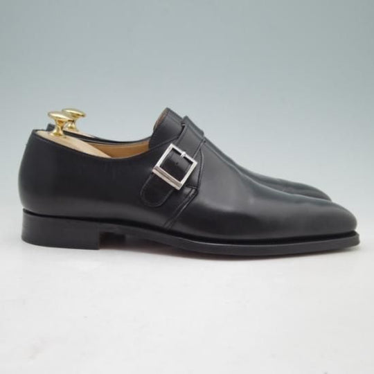 美品★クロケット&ジョーンズ 6E【★SHIPS別注/シップス/MONKTON】348ラスト/モンクストラップ/カーフ/黒/メンズ/Crockett&Jones★a140