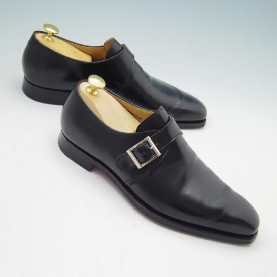 美品★クロケット&ジョーンズ 6E【★SHIPS別注/シップス/MONKTON】348ラスト/モンクストラップ/カーフ/黒/メンズ/Crockett&Jones★a140