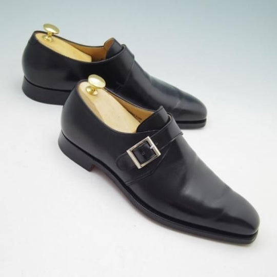 美品★クロケット&ジョーンズ 6E【★SHIPS別注/シップス/MONKTON】348ラスト/モンクストラップ/カーフ/黒/メンズ/Crockett&Jones★a140