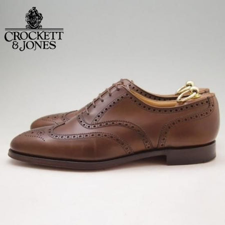 極美品★クロケット&ジョーンズ 8E【定価￥86,900-★フルブローグ/FINSBURY】341ラスト/カーフ/茶/Crockett&Jones★a167