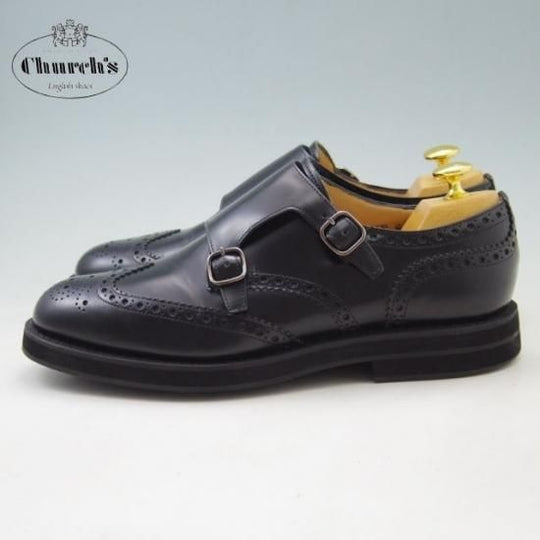美品★チャーチ 70G/UK7 【貴重★KELBY 2/ダブルモンク】81ラスト/5都市ロゴ/ポリッシュドバインダーカーフ/黒/メンズ★a160