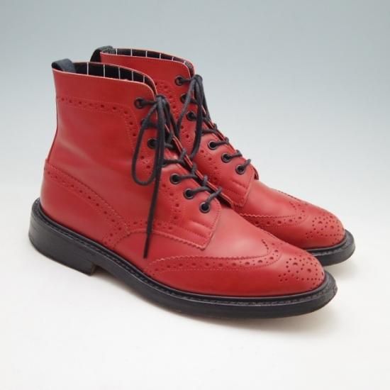 極美品★トリッカーズ SIZE 7【貴重★SWAGGER別注/カントリーブーツ】カーフ/赤/Tricker's★a184