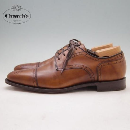 極美品★チャーチ60F/UK6【上級★Exclusive Cllection/ベティスカーフ/119ラスト】Taunton/セミブローグ/茶/メンズ/Church's★a174