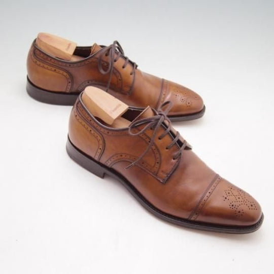 極美品★チャーチ60F/UK6【上級★Exclusive Cllection/ベティスカーフ/119ラスト】Taunton/セミブローグ/茶/メンズ/Church's★a174