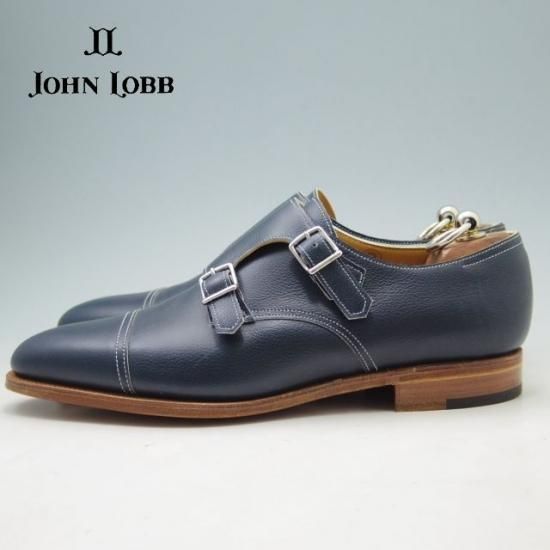 未使用★ジョンロブ 7.5E【貴重★ウィリアム同型/WALLACE】ダブルモンク/グレインレザー/紺/JOHN LOBB★a217