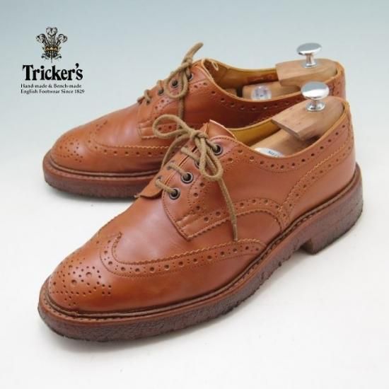 極上★トリッカーズ SIZE 8【貴重★M5633CR/カントリー/クレープソール】フルブローグ/カーフ/茶/Tricker's★a241