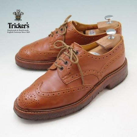 極上★トリッカーズ SIZE 8【貴重★M5633CR/カントリー/クレープソール】フルブローグ/カーフ/茶/Tricker's★a241